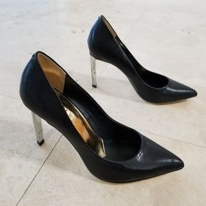 Ted Baker snake print black and silver stiletto